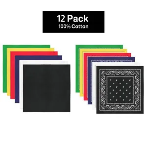 12 Pack COTTON Bandanas