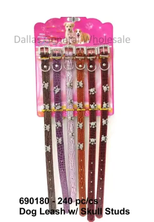 16" Studded Skulls Dog Collars Wholesale