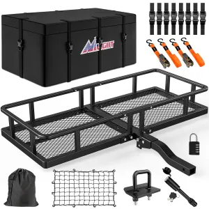 60 x 20 x 7.87 Inch Hitch Cargo Carrier Set Fits 2-Inch Hitch Receiver with Lock Hitch