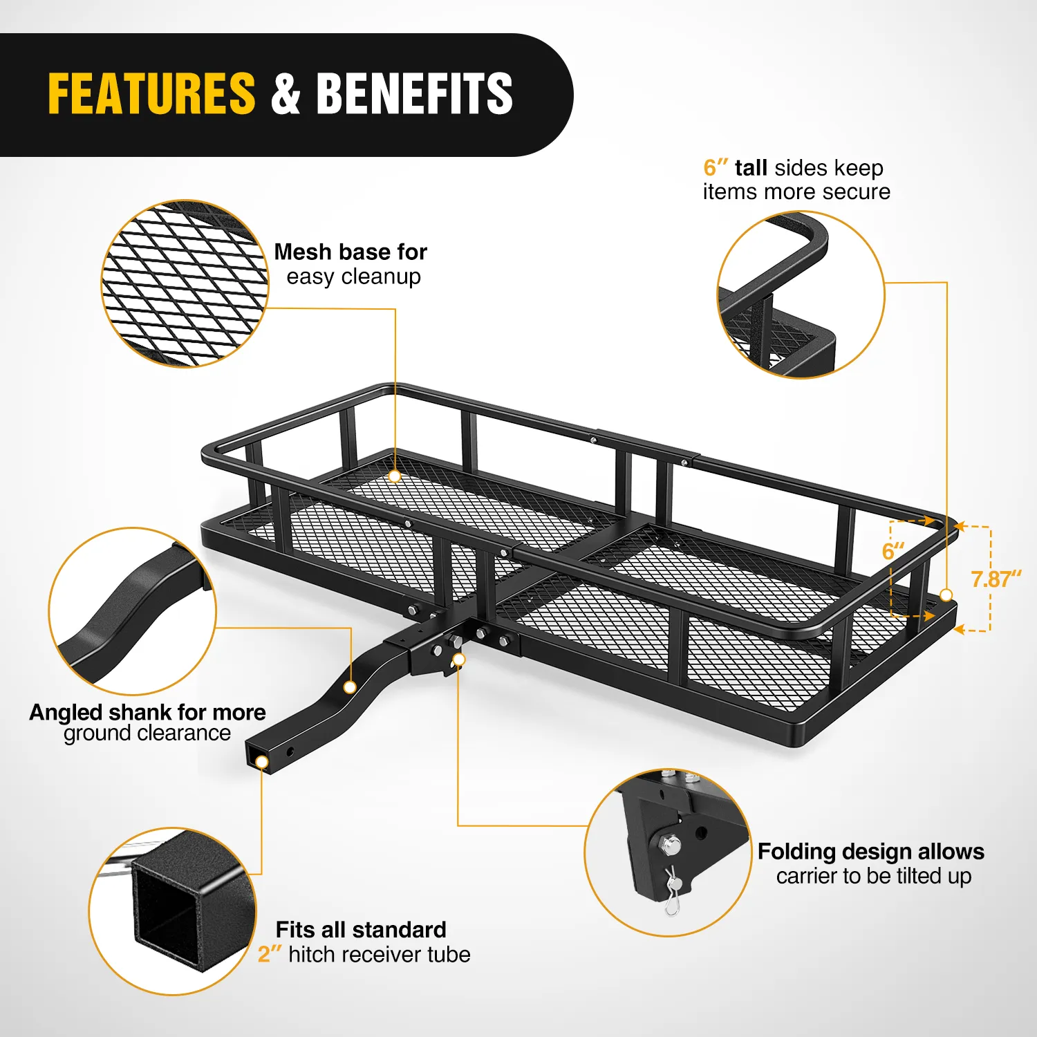 60 x 20 x 7.87 Inch Hitch Cargo Carrier Set Fits 2-Inch Hitch Receiver with Lock Hitch