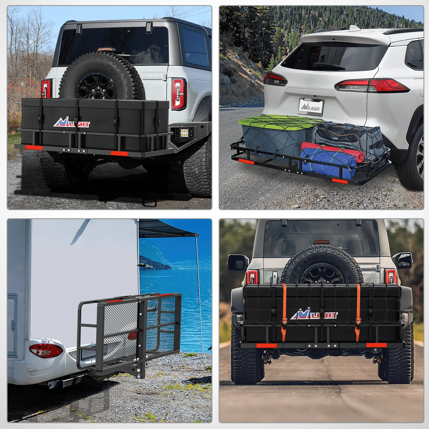 60 x 20 x 7.87 Inch Hitch Cargo Carrier Set Fits 2-Inch Hitch Receiver with Lock Hitch
