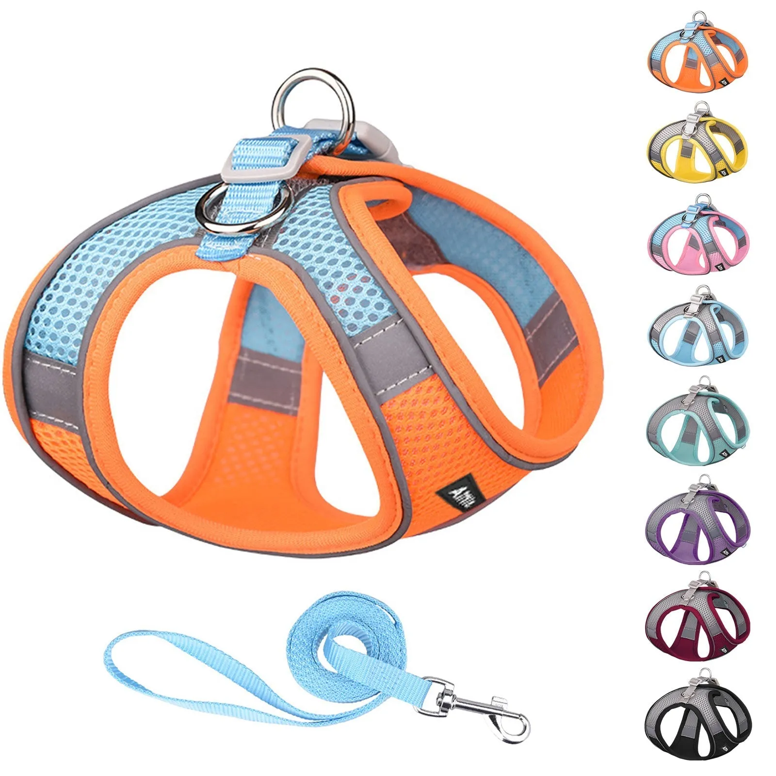 Aiitle Soft Adjustable Mesh Dog Harness Leash Set Purple