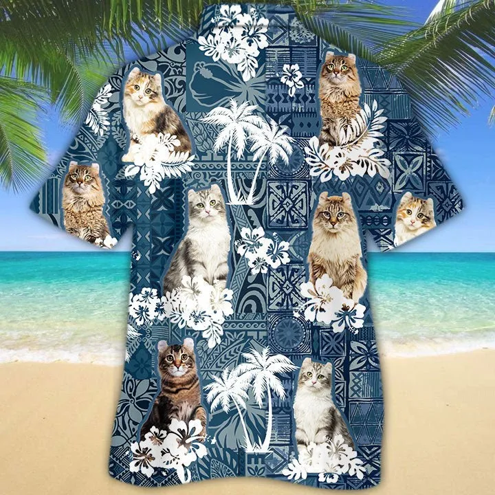 American Curl Green Tropical Hawaiian Shirt For Men, Cat Hawaiian Shirt For Women, Hawaii Shirt