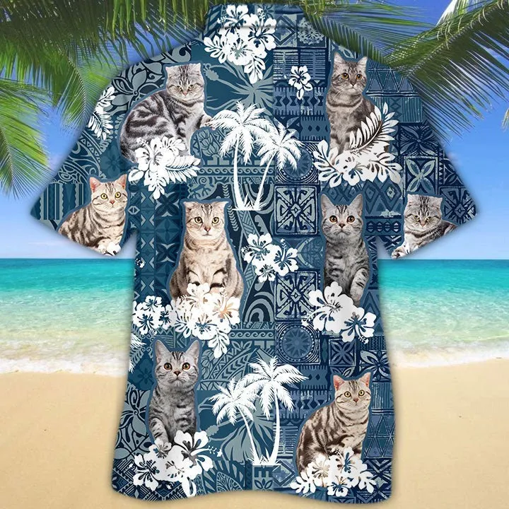 American Shorthair Summer Tropical Hawaiian Shirt, Hawaiian Cat Shirt For Animal Lovers, Animal Hawaiian Shirts
