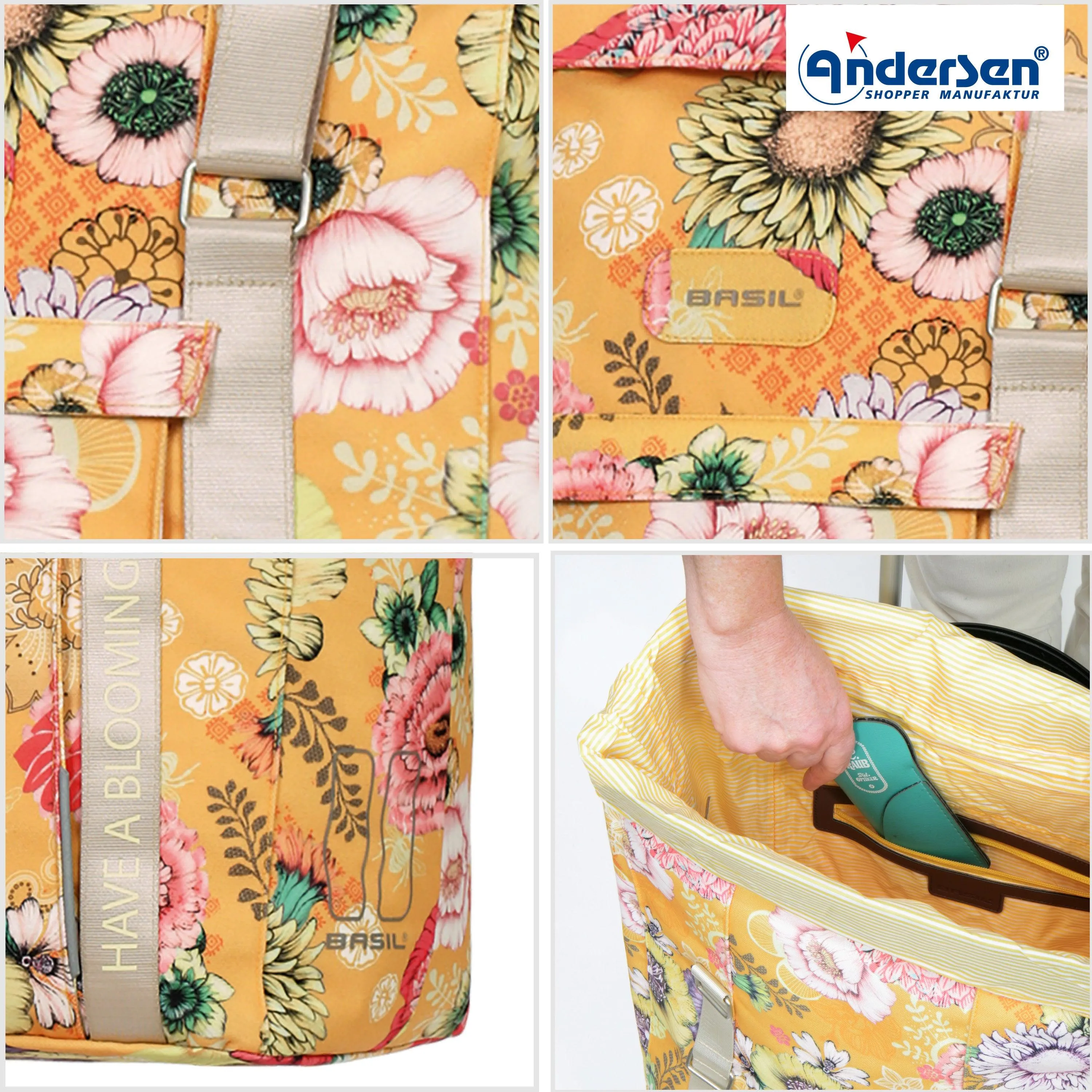 Andersen-Shopper | Bike Trailer | Shopping Trolley | Unus Frame | Basil Bloom Bag