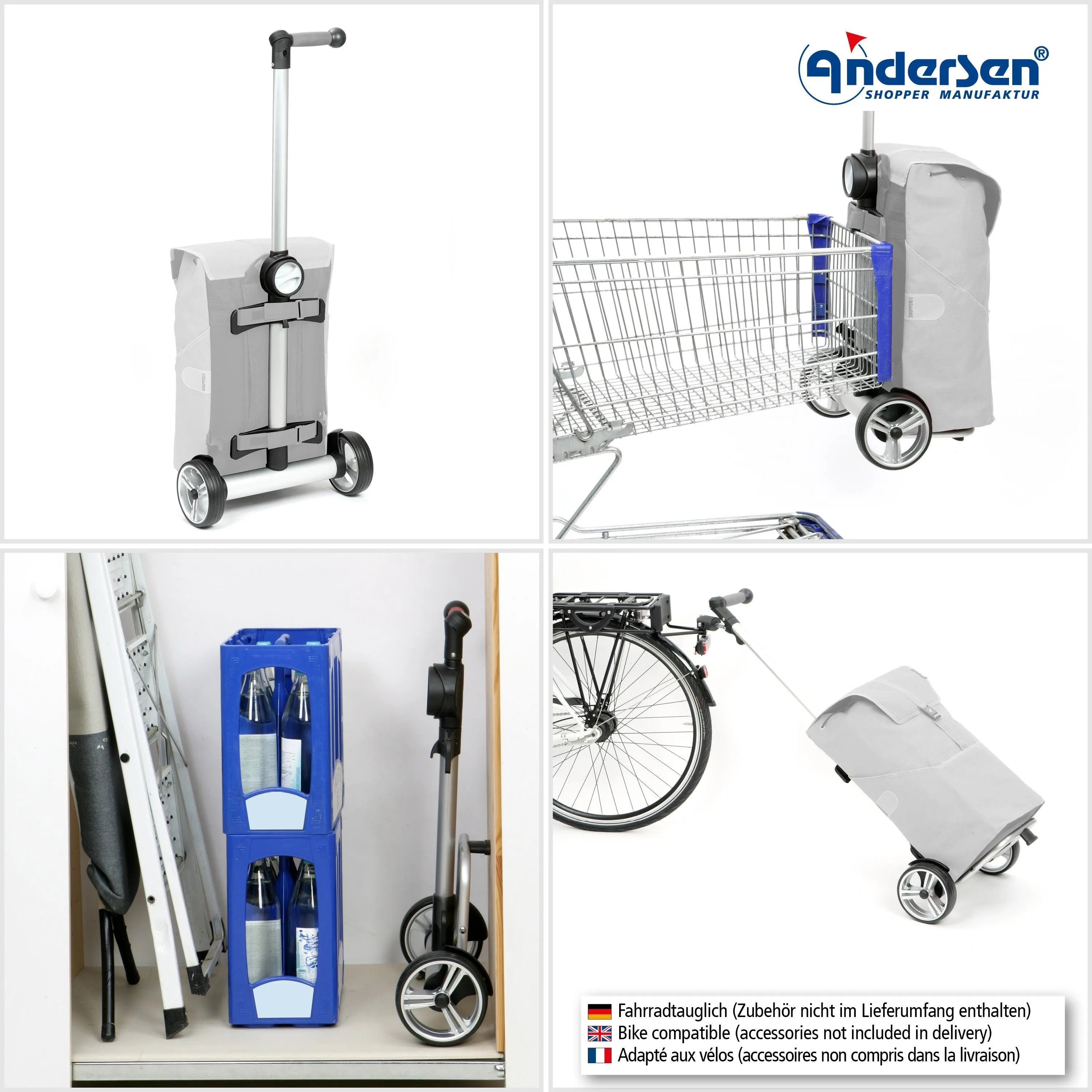 Andersen-Shopper | Bike Trailer | Shopping Trolley | Unus Frame | Basil Bloom Bag