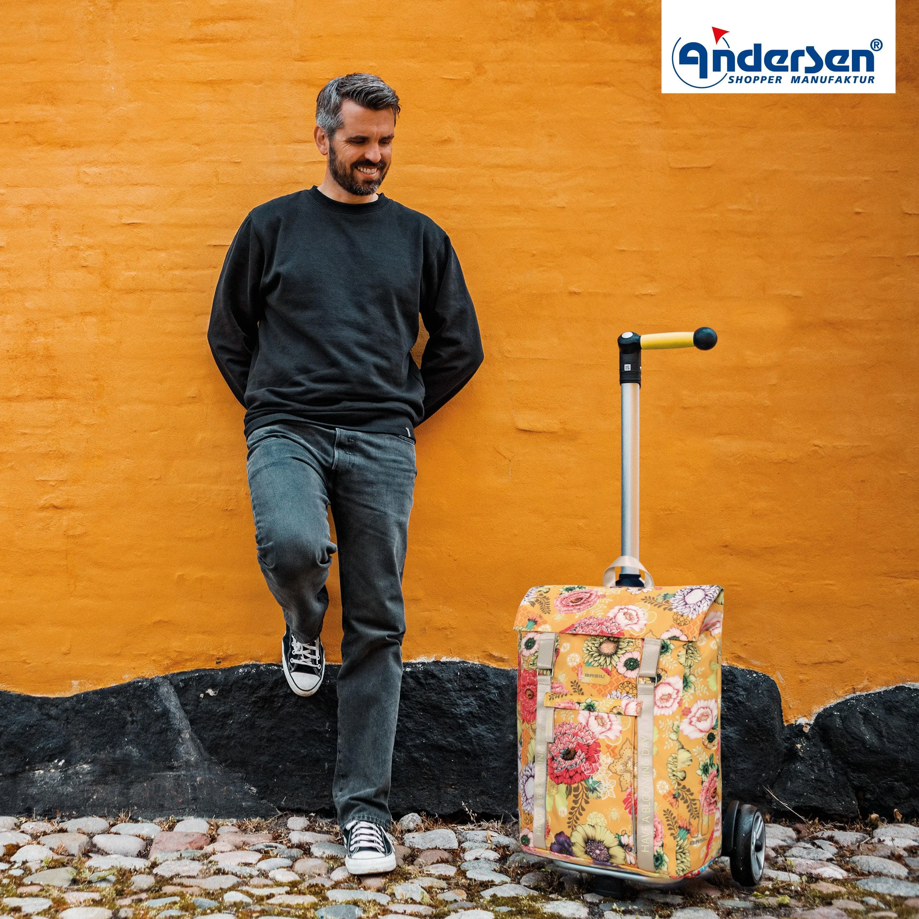 Andersen-Shopper | Bike Trailer | Shopping Trolley | Unus Frame | Basil Bloom Bag