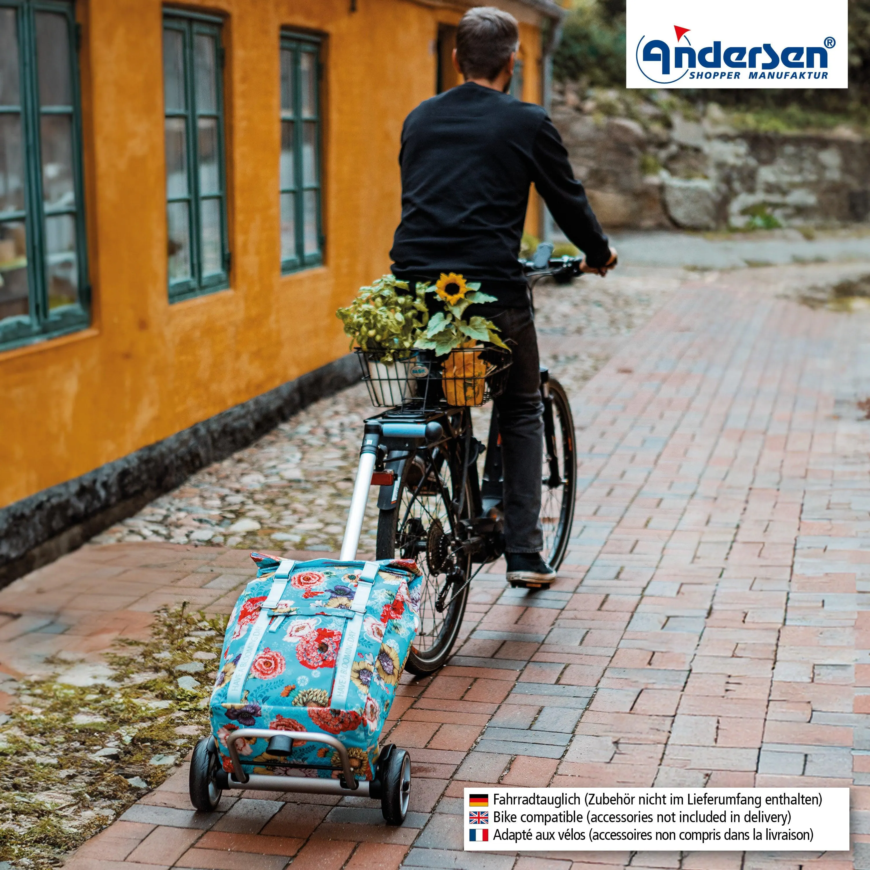 Andersen-Shopper | Bike Trailer | Shopping Trolley | Unus Frame | Basil Bloom Bag