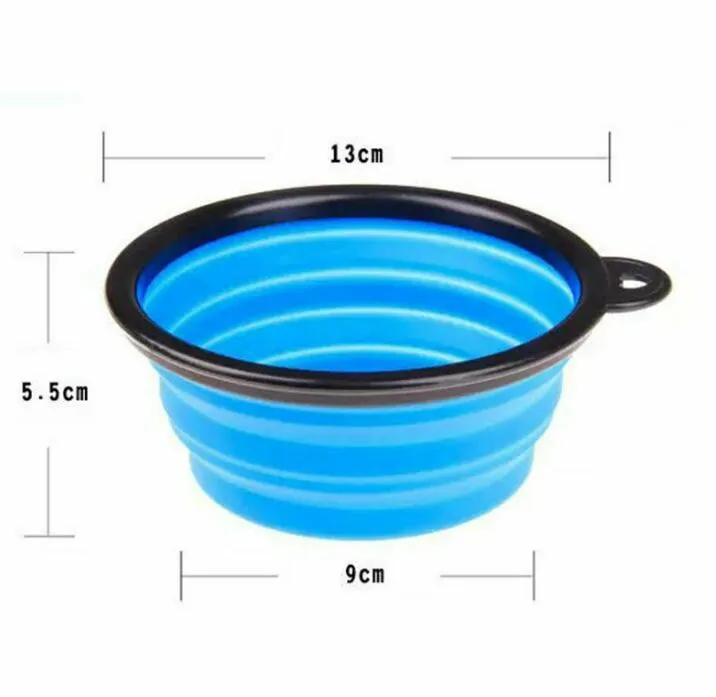 Collapsible Pet Water Bowl with hook Clip Blue