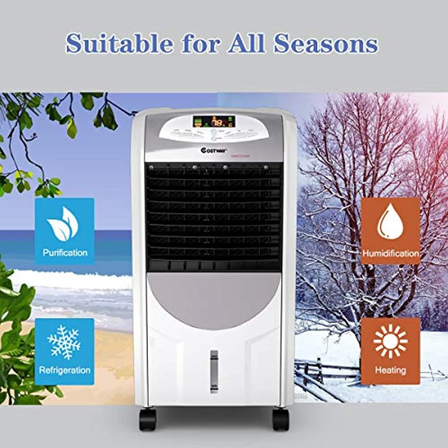 Compact Portable Air Conditioner with Fan Filter Humidifier Ice Crystal Box Remote Control