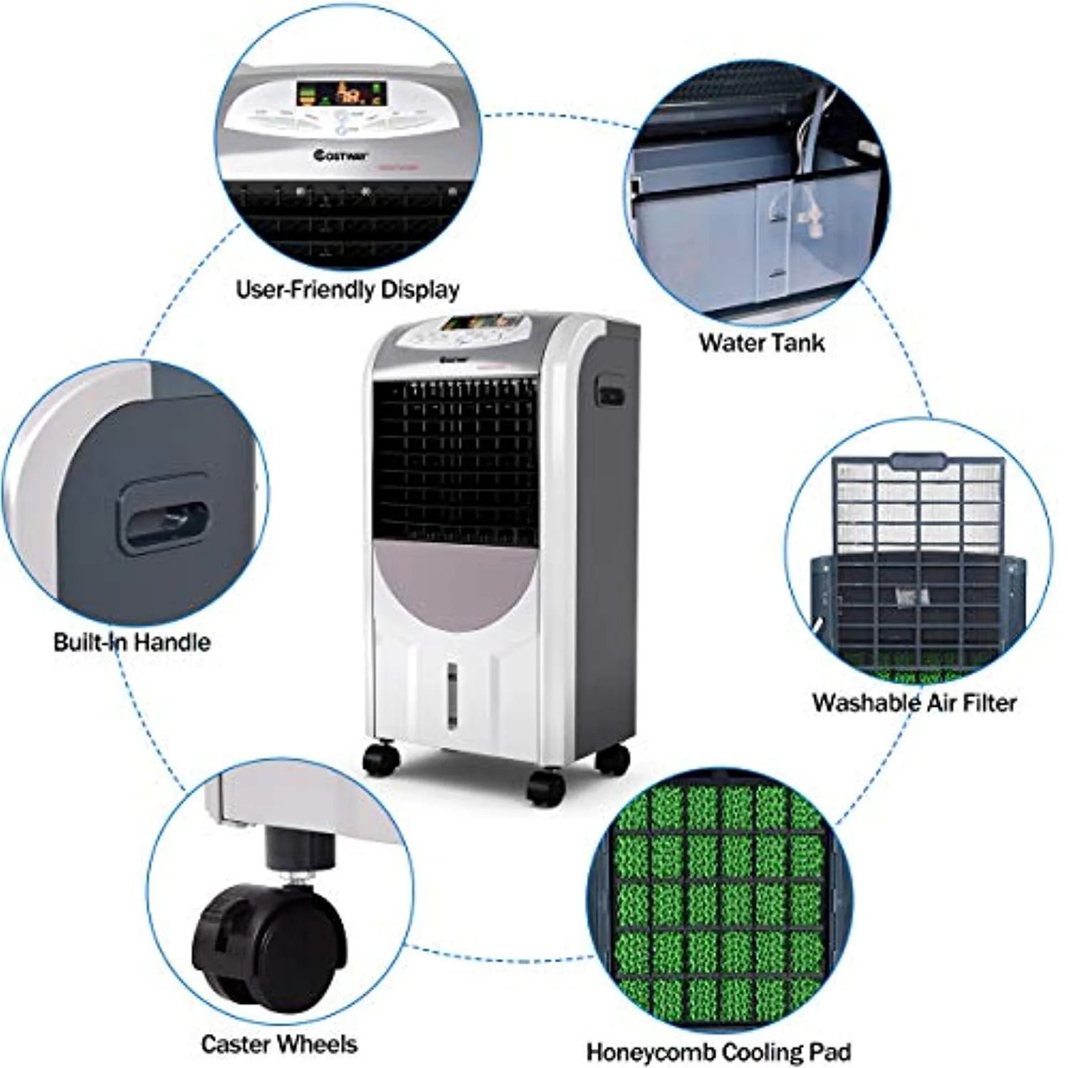 Compact Portable Air Conditioner with Fan Filter Humidifier Ice Crystal Box Remote Control