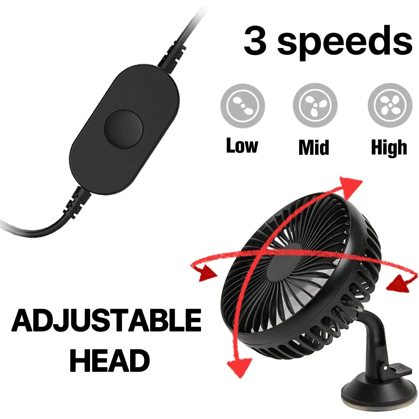 Cooling Car Fan USB Plug for Car/Vehicle