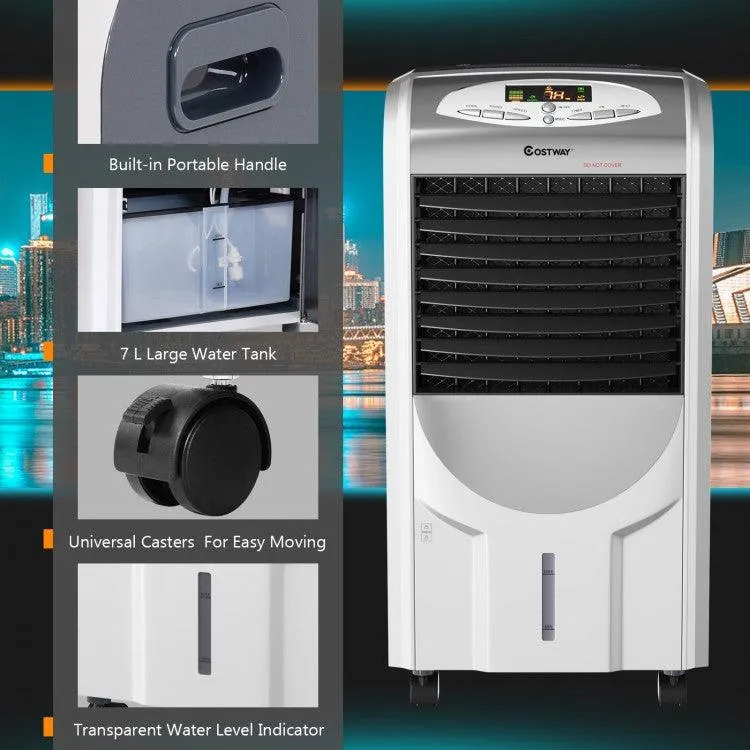 [Costway EP23664B] Portable Air Cooler Fan with Heater and Humidifier Function