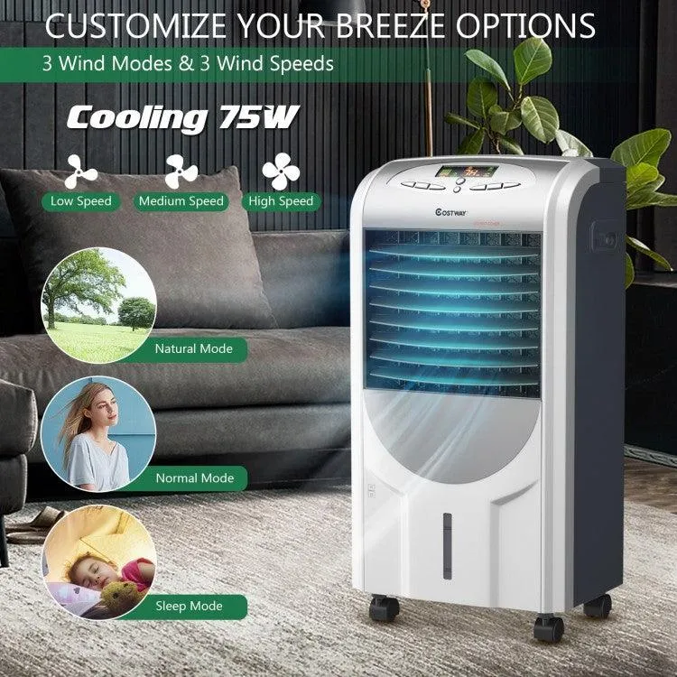 [Costway EP23664B] Portable Air Cooler Fan with Heater and Humidifier Function