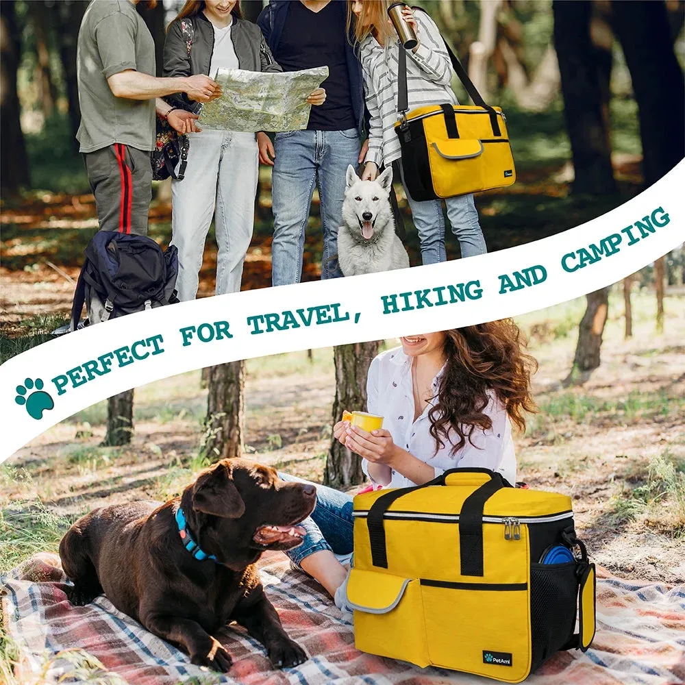 Dog Travel Bag, Travel Pet Bag Organizer, Dog Food Travel Bag with Food Container and Bowls, Dog Travel Supplies Gift Accessories for Weekend Camping, Dog Cat Diaper Bag (Navy, Large)
