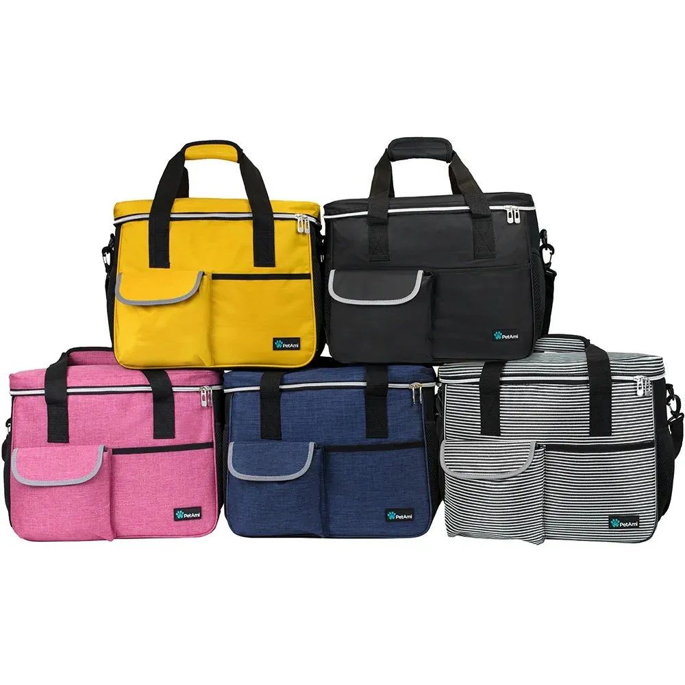 Dog Travel Bag, Travel Pet Bag Organizer, Dog Food Travel Bag with Food Container and Bowls, Dog Travel Supplies Gift Accessories for Weekend Camping, Dog Cat Diaper Bag (Navy, Large)