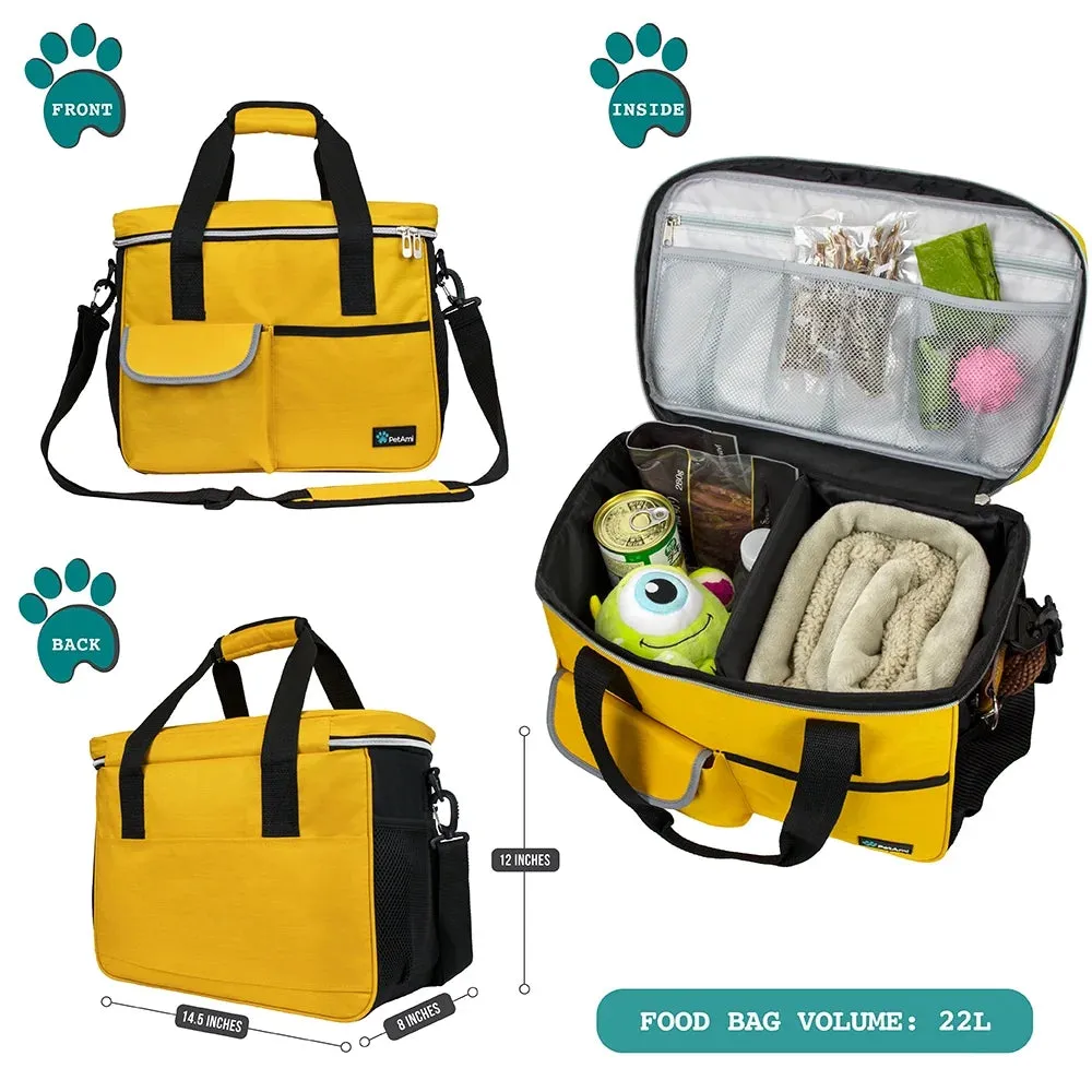Dog Travel Bag, Travel Pet Bag Organizer, Dog Food Travel Bag with Food Container and Bowls, Dog Travel Supplies Gift Accessories for Weekend Camping, Dog Cat Diaper Bag (Navy, Large)