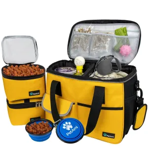 Dog Travel Bag, Travel Pet Bag Organizer, Dog Food Travel Bag with Food Container and Bowls, Dog Travel Supplies Gift Accessories for Weekend Camping, Dog Cat Diaper Bag (Navy, Large)