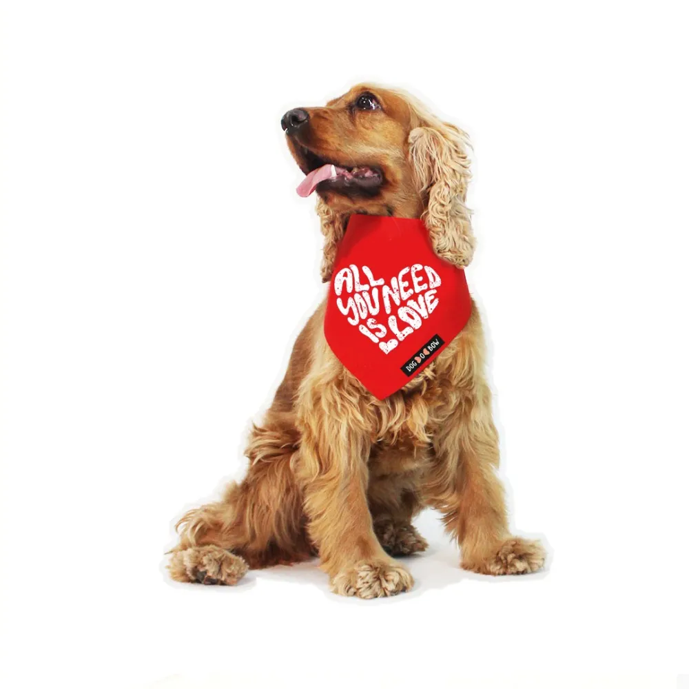 Dogobow All You Need Is Love Bandana for Dogs (Red)