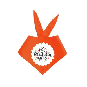 Dogobow Birthday Girl Printed Bandana for Dogs (Orange/White)