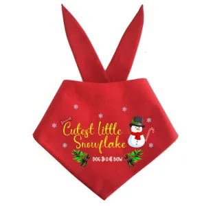 Dogobow Cutest Little snowflake neckerchief for Dogs and Cats (Red & White) (Get a Bow Free)
