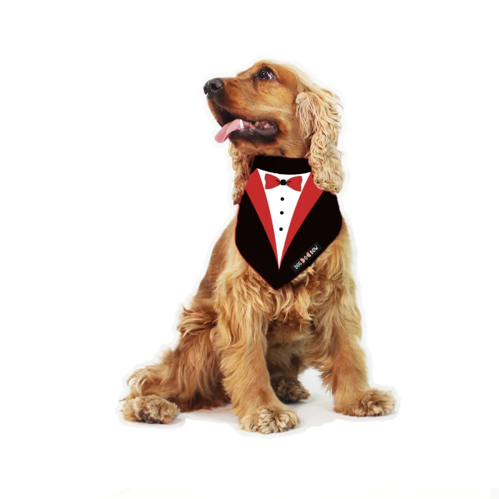 Dogobow Tuxedo Printed Bandana for Dogs (Black/White)