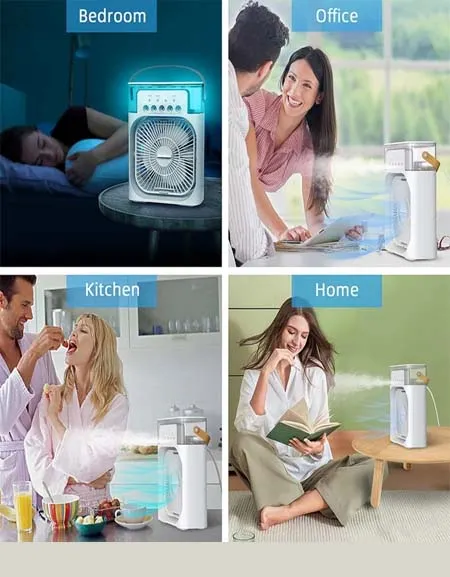 Effortless Cooling: USB Water-Cooled 5-in-1 Fan & Humidifier - Beat the Heat Anywhere