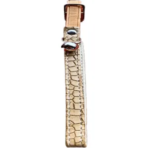 Elastic Cat Collar Leather Look Beige - Adjustable Comfortable Durable Pet Accessory