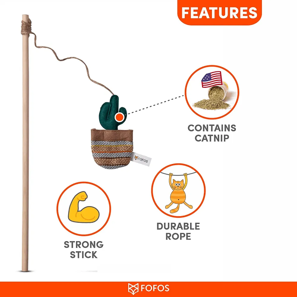 Fofos Austin Cactus with Wooden Stick Toy for Cats