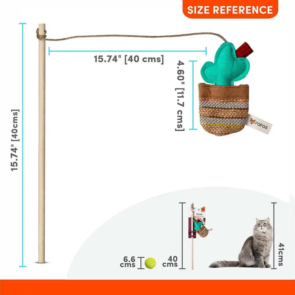 Fofos Phoenix Cactus with Wooden Stick Toy for Cats