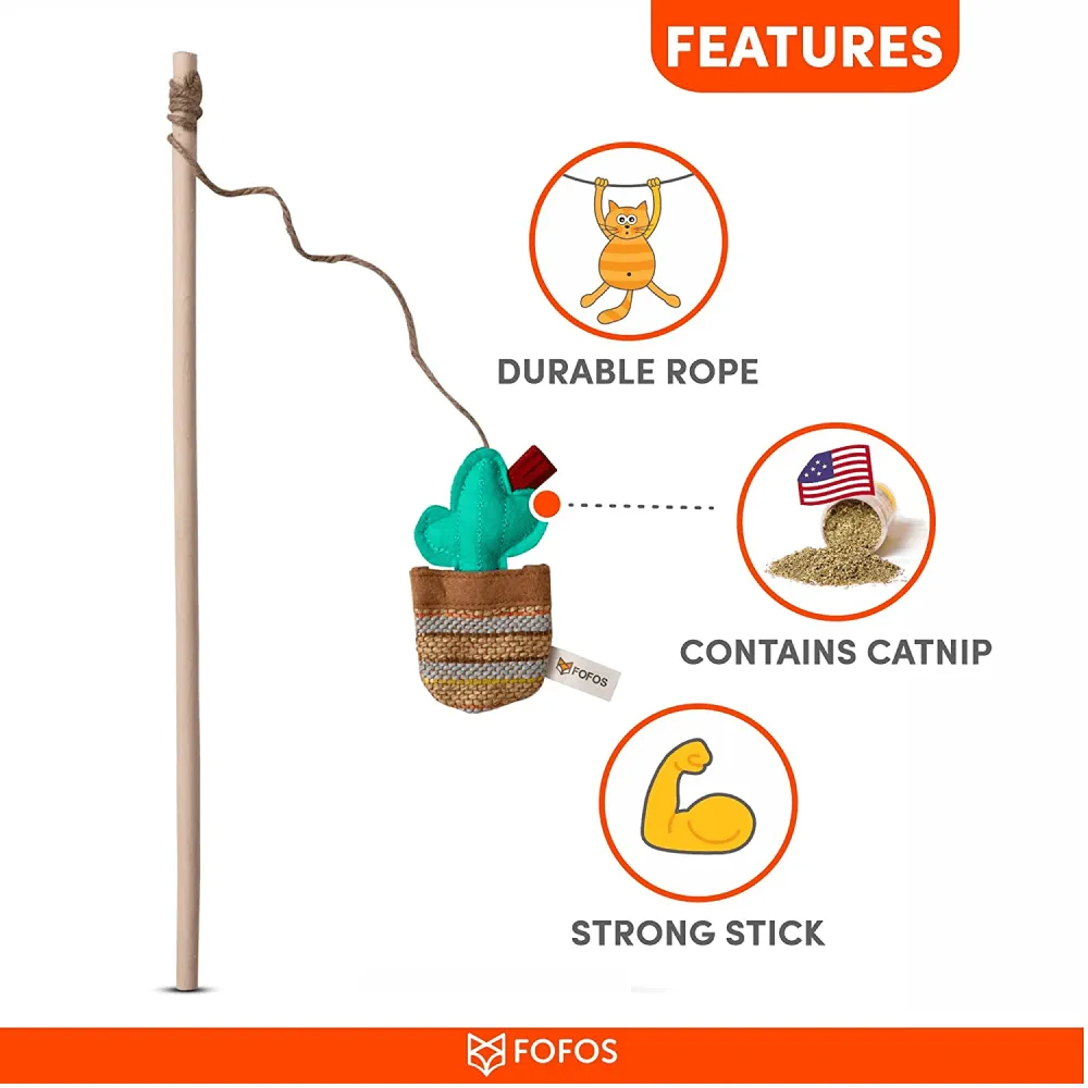 Fofos Phoenix Cactus with Wooden Stick Toy for Cats