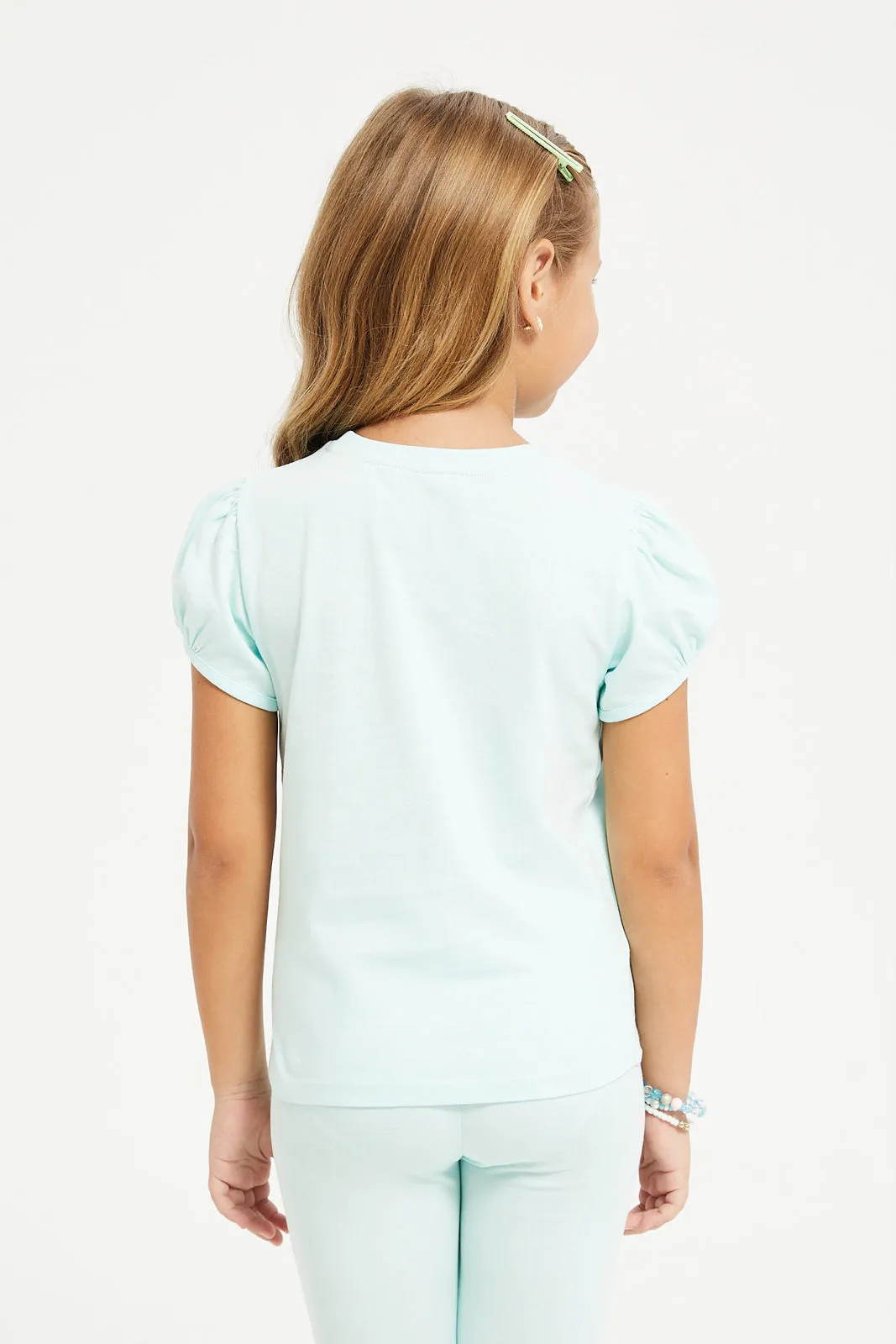 Girls Mint Tropical Print T-Shirt
