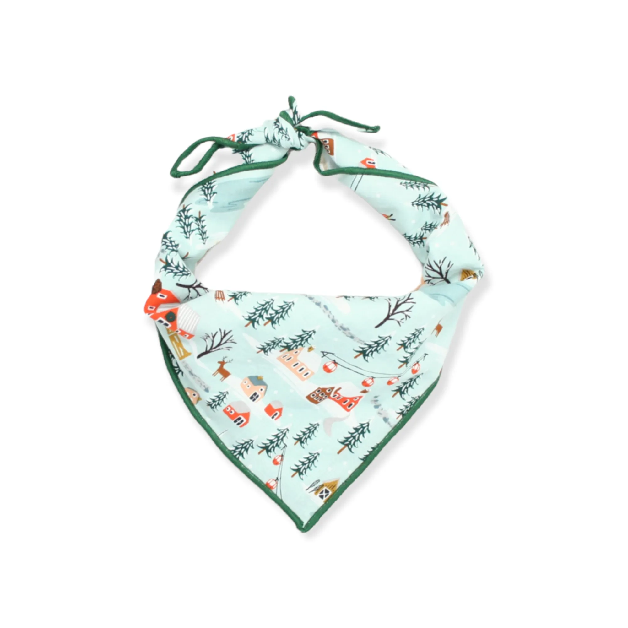 Holiday Village in Mint Dog Bandana