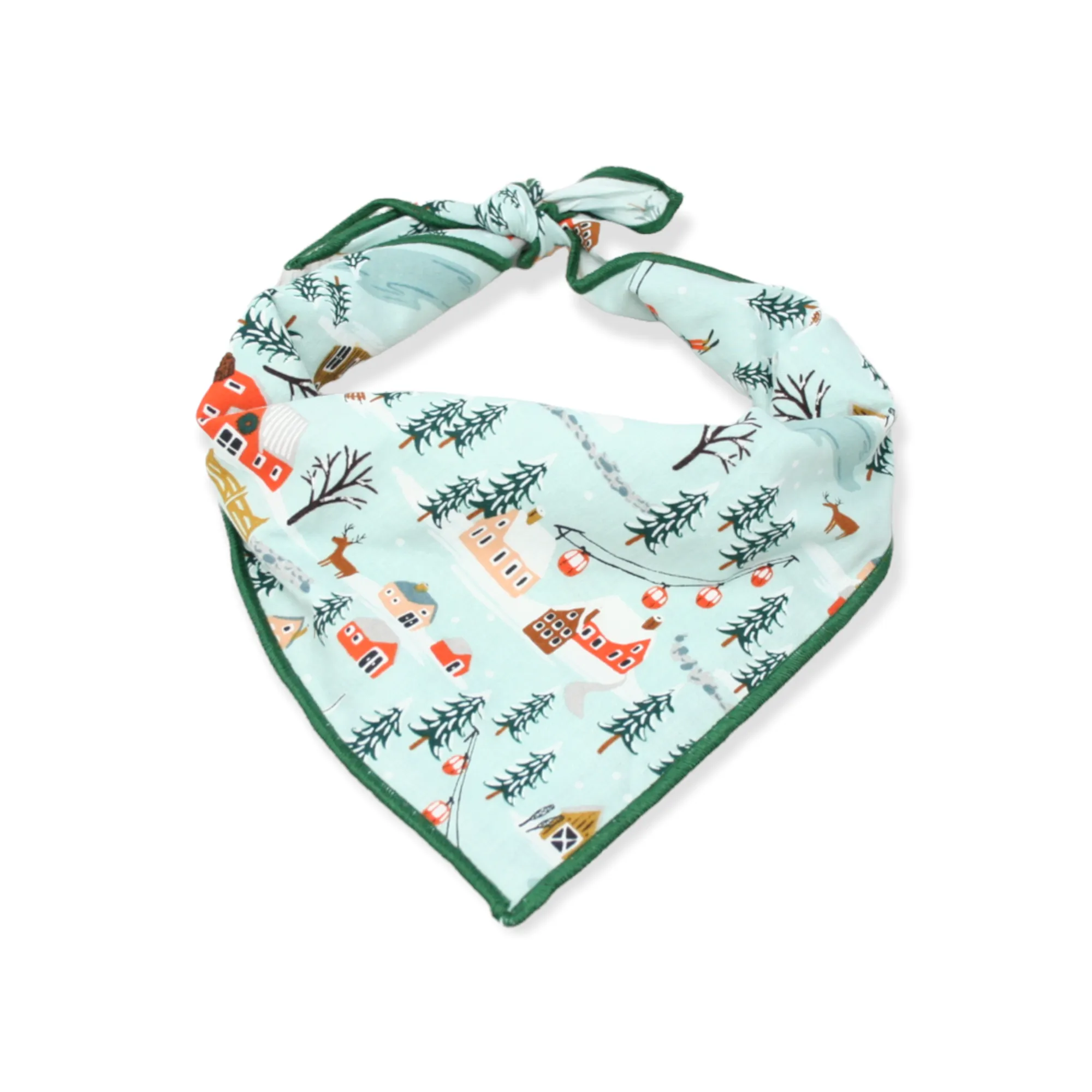 Holiday Village in Mint Dog Bandana