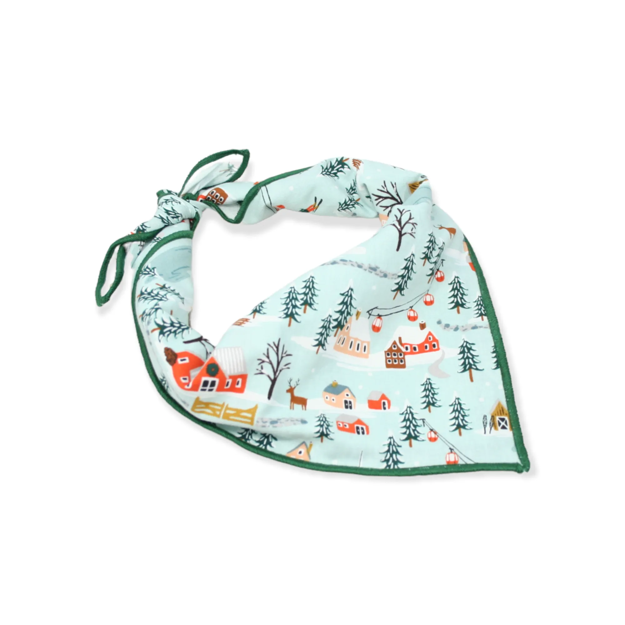 Holiday Village in Mint Dog Bandana