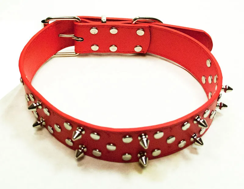 Large Double Studded Spike Collar