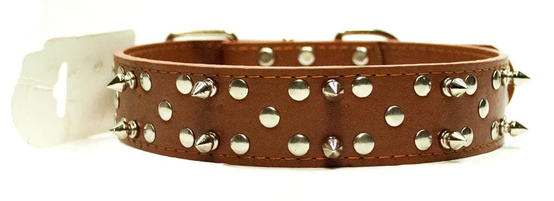 Large Double Studded Spike Collar