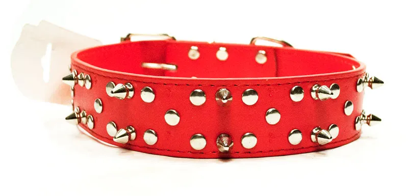 Large Double Studded Spike Collar