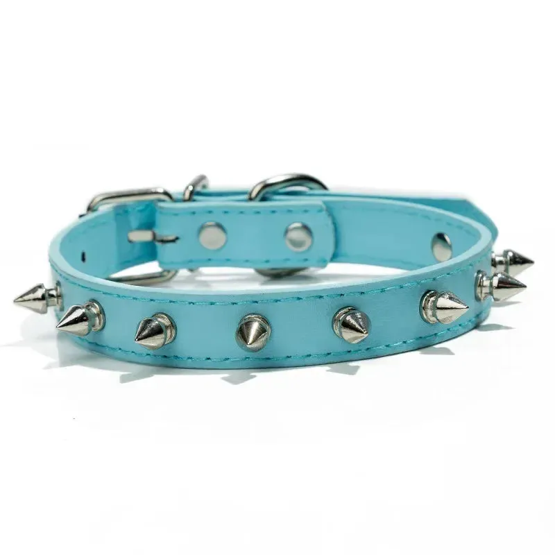 Leather Spiked Dog & Cat Collar - Stylish Studded Neck Strap for Pets