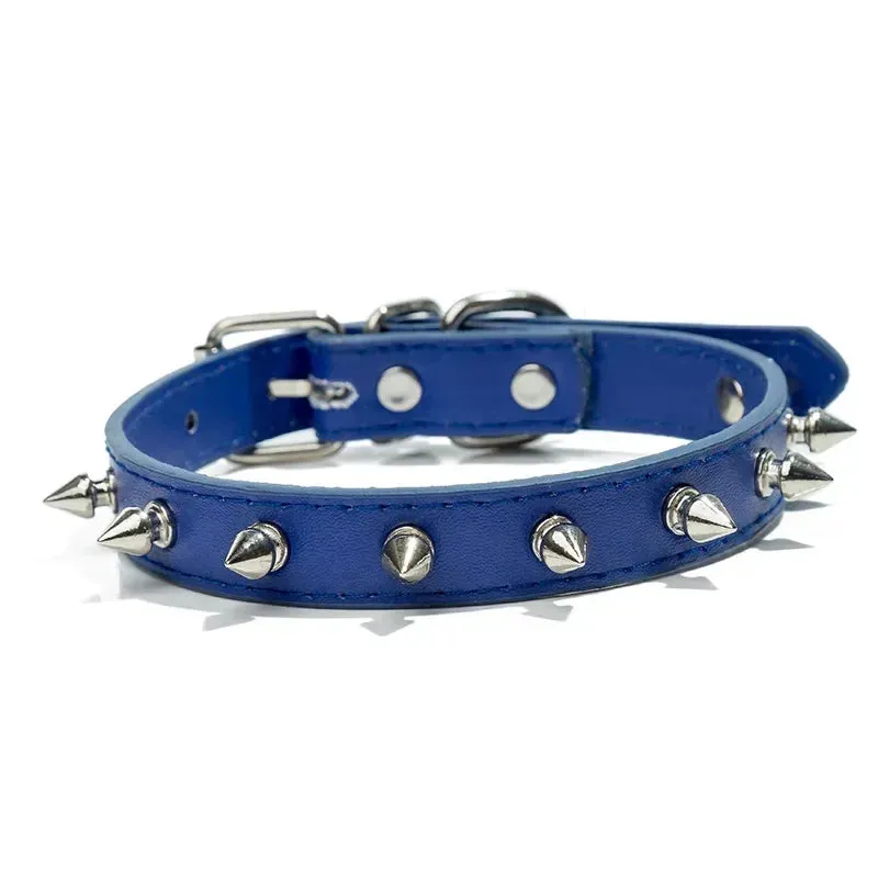 Leather Spiked Dog & Cat Collar - Stylish Studded Neck Strap for Pets
