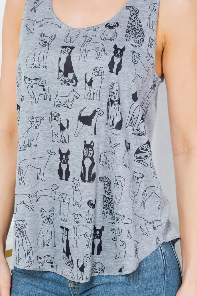 Mixed Breed Pooch Print Racerback Shell
