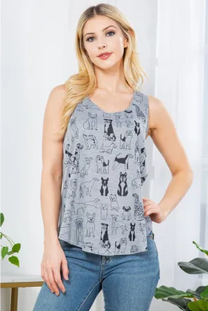 Mixed Breed Pooch Print Racerback Shell