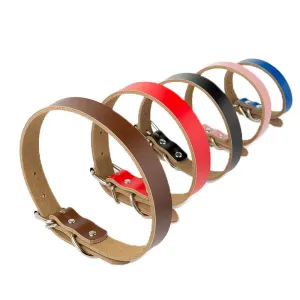 PAWS ASIA Wholesale Custom Pet Supplies Luxury Adjustable Pure Cowhide Leather Dog Collar Metal Buckle