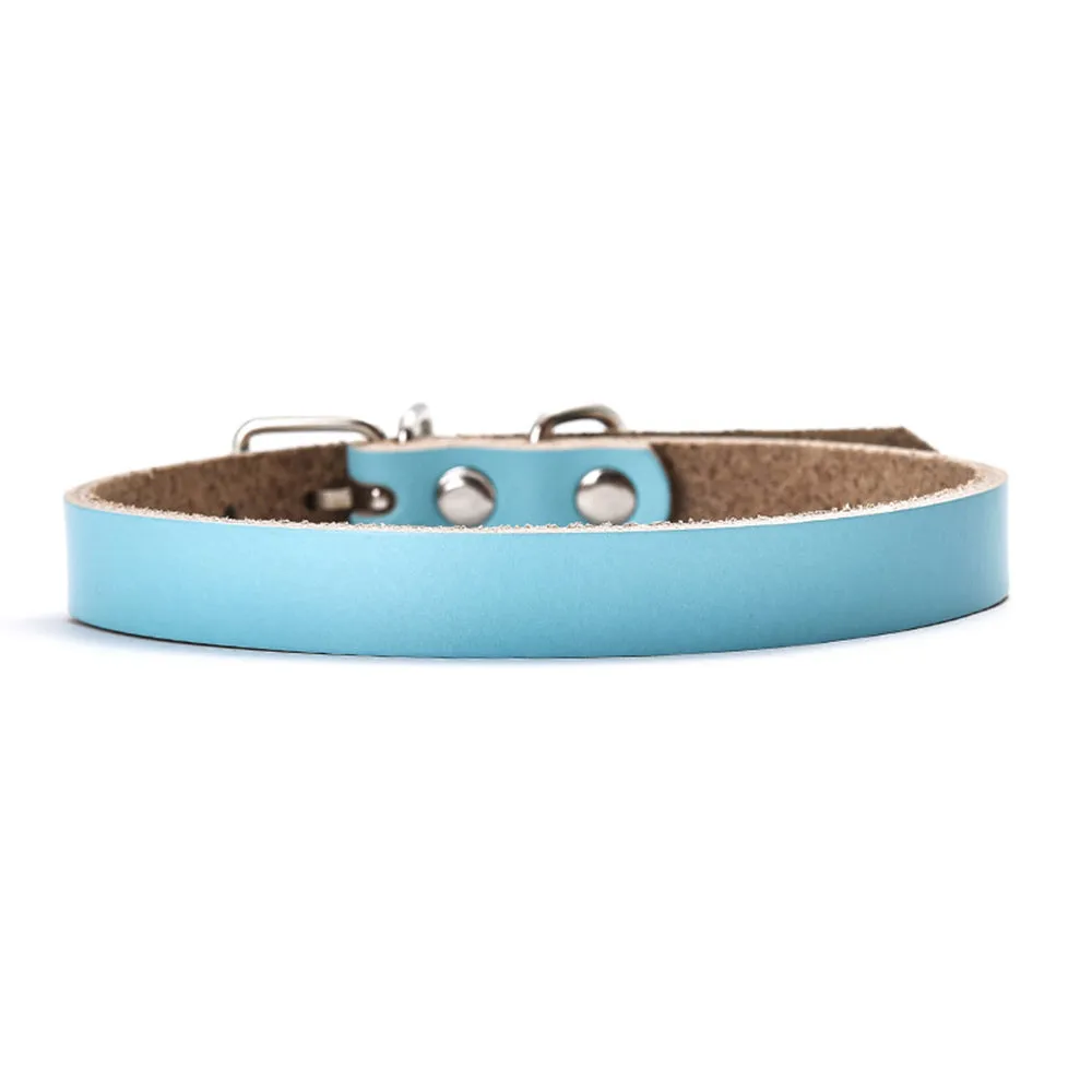 PAWS ASIA Wholesale Custom Pet Supplies Luxury Adjustable Pure Cowhide Leather Dog Collar Metal Buckle