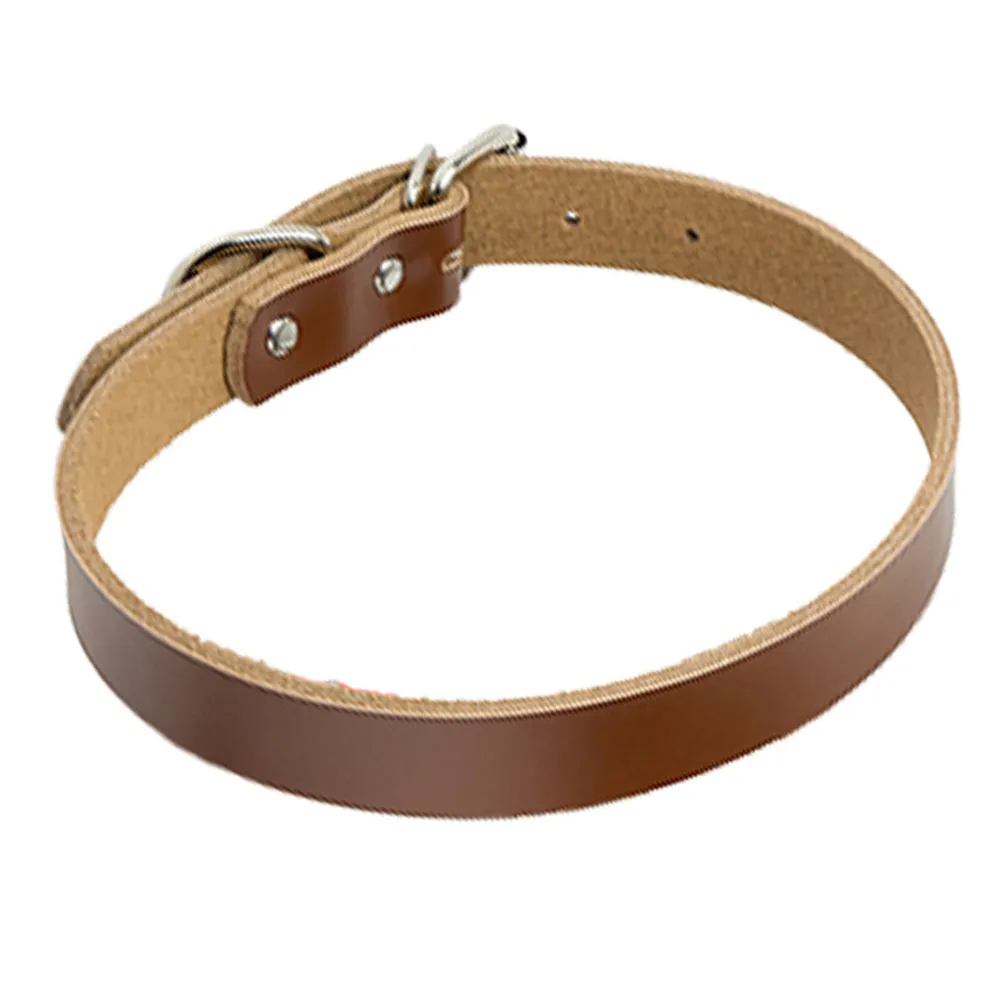 PAWS ASIA Wholesale Custom Pet Supplies Luxury Adjustable Pure Cowhide Leather Dog Collar Metal Buckle