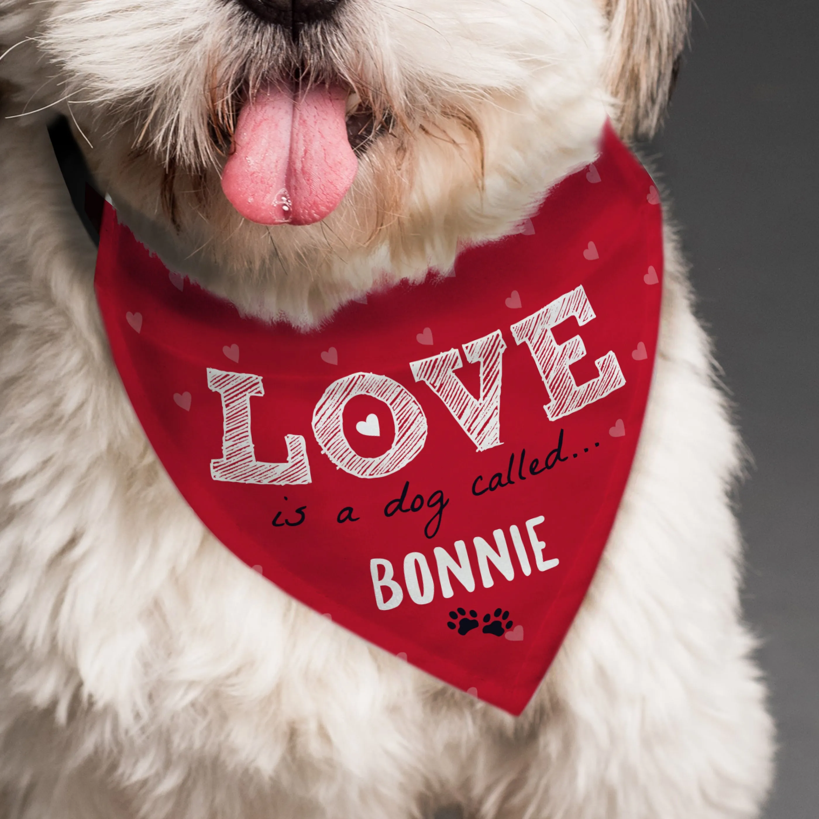 Personalised Love Is... Dog Bandana