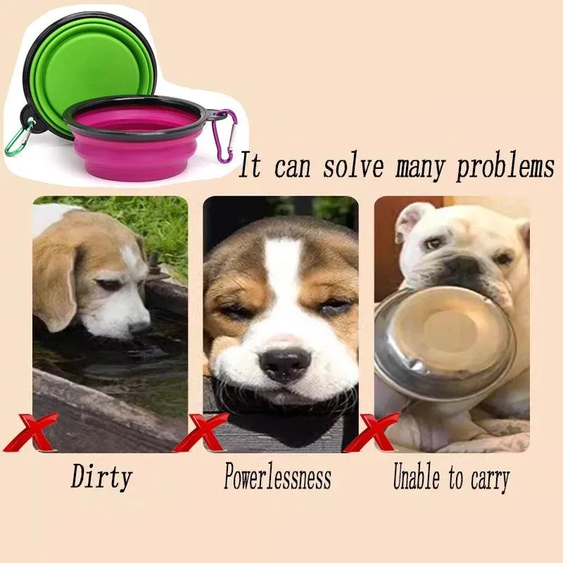 Pet Folding Silicone Bowl Collapsible Dog Food Bowl Water Large Outdoor Pet Travel Bowl Portable Puppy Food Container Feeder