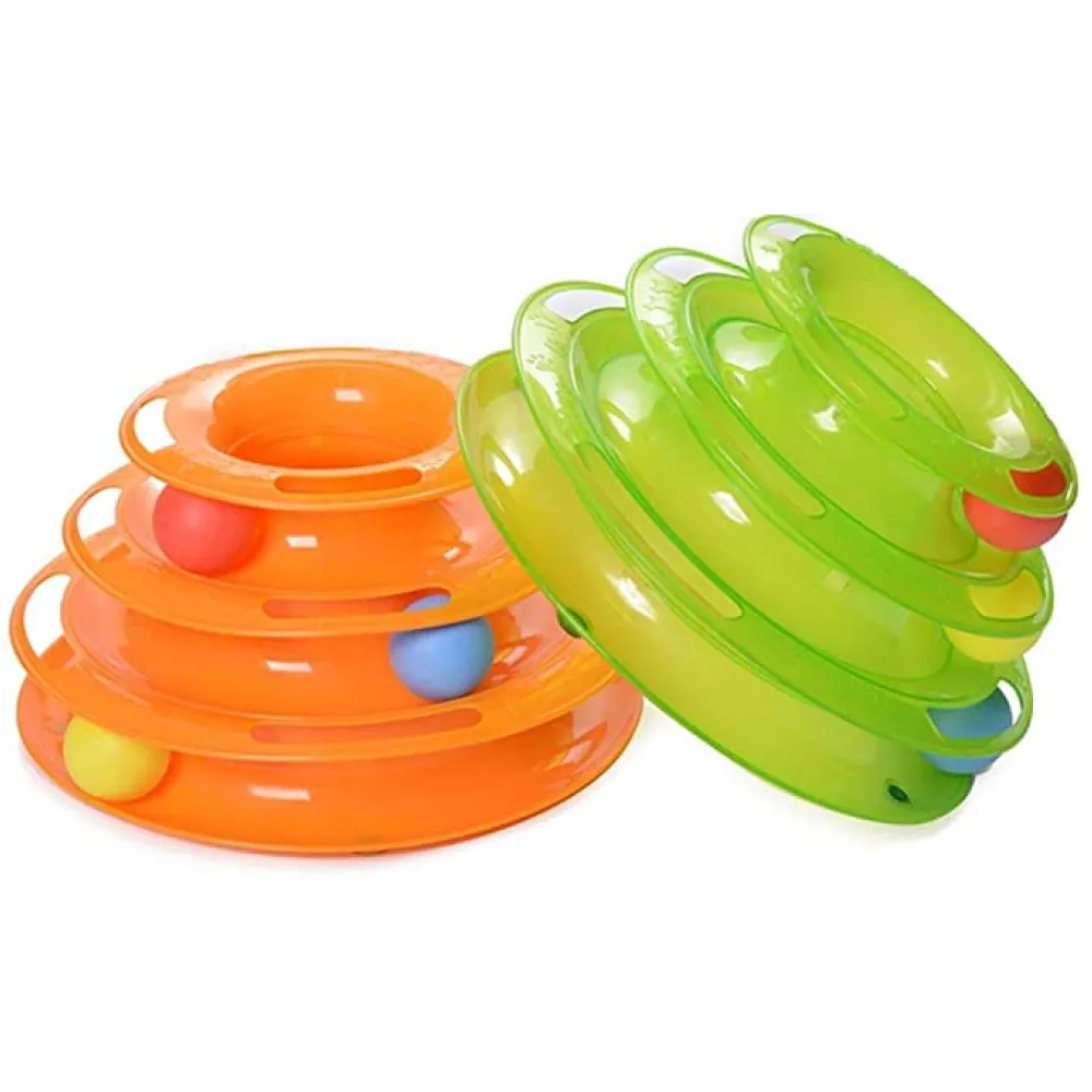 Pet Vogue Multi Level Puzzle and Fofos Wand Crocodile Toy for Cats Combo