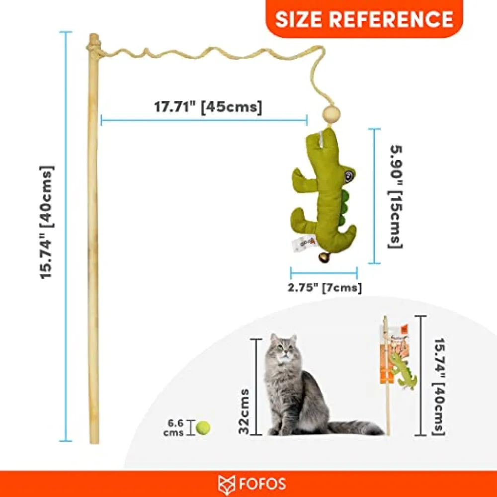Pet Vogue Multi Level Puzzle and Fofos Wand Crocodile Toy for Cats Combo