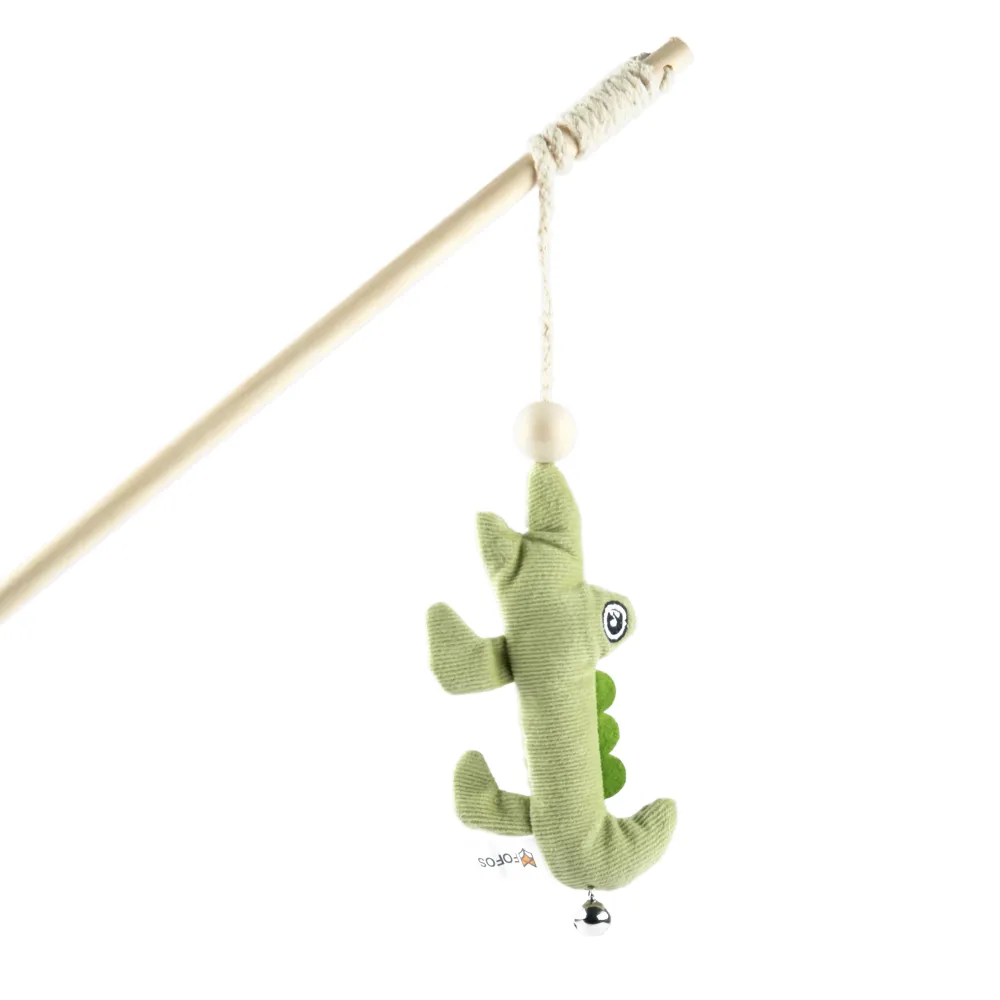 Pet Vogue Multi Level Puzzle and Fofos Wand Crocodile Toy for Cats Combo